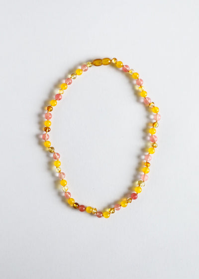 Collar de Gemas de Ámbar Báltico Pulido y Madreselva