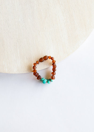 Raw Cognac Baltic Amber & Amazonite Anklet or Bracelet