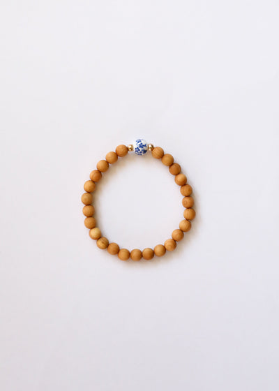 Cypress Wood & 14K Gold Filled Beaded Bracelet