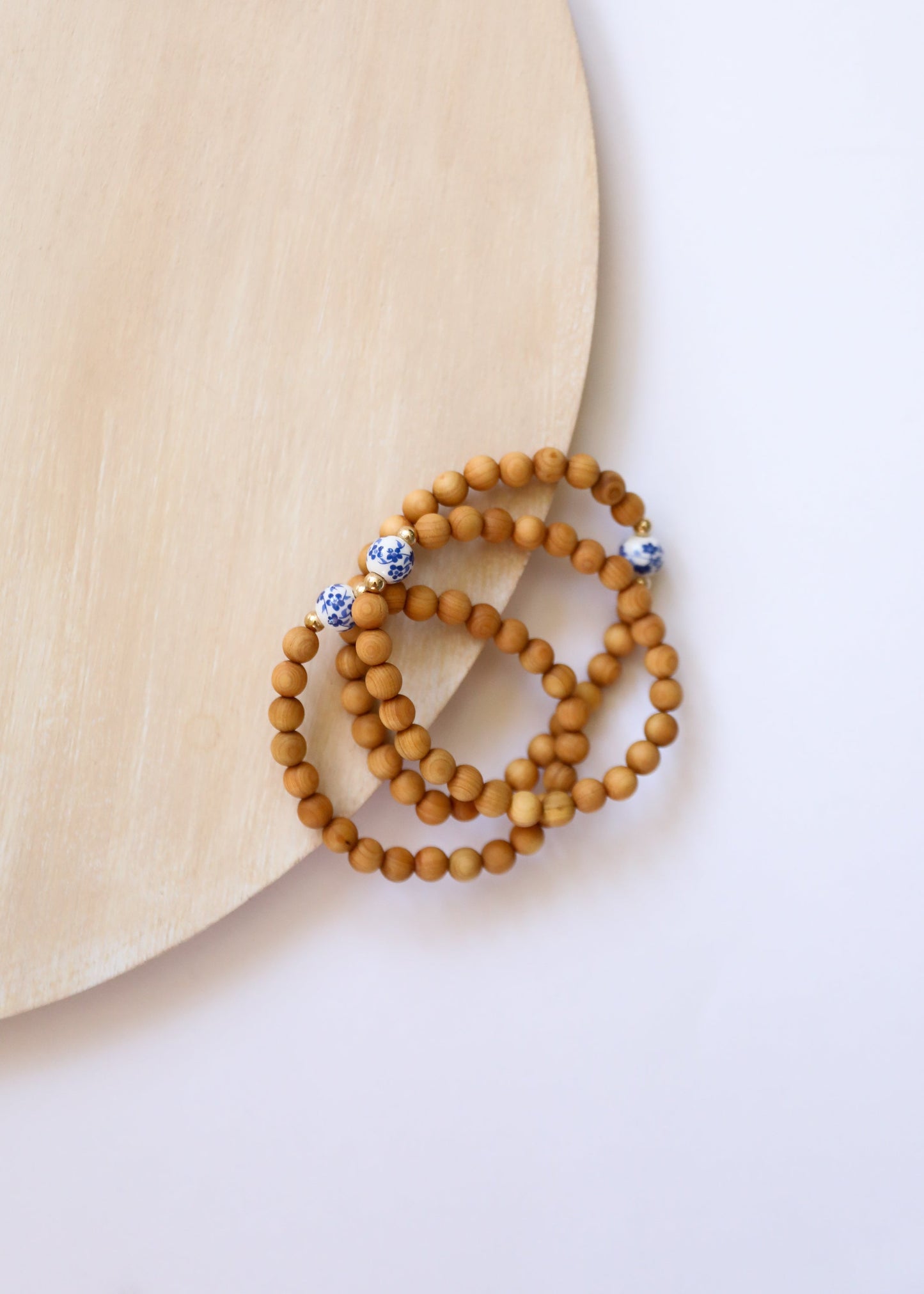 Cypress Wood & 14K Gold Filled Beaded Bracelet