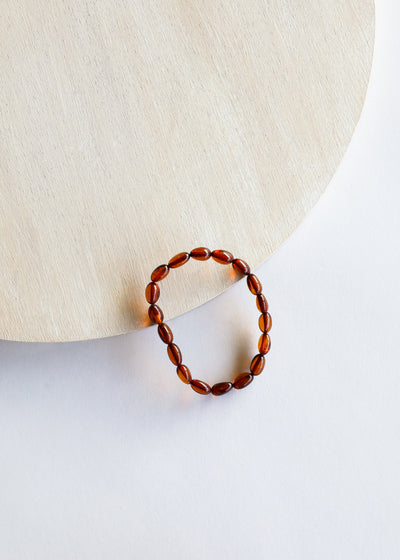 Pulsera o Tobillera de Ámbar Báltico Cognac Pulido