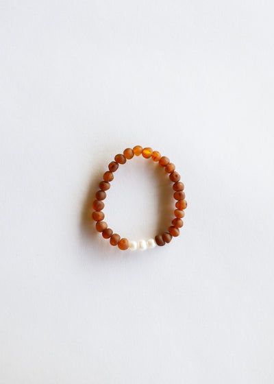 Bracelet en Ambre Baltique Cognac Brut et Perles