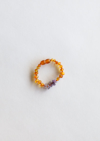 Raw Honey Baltic Amber & Amethyst Kids Jewelry Set