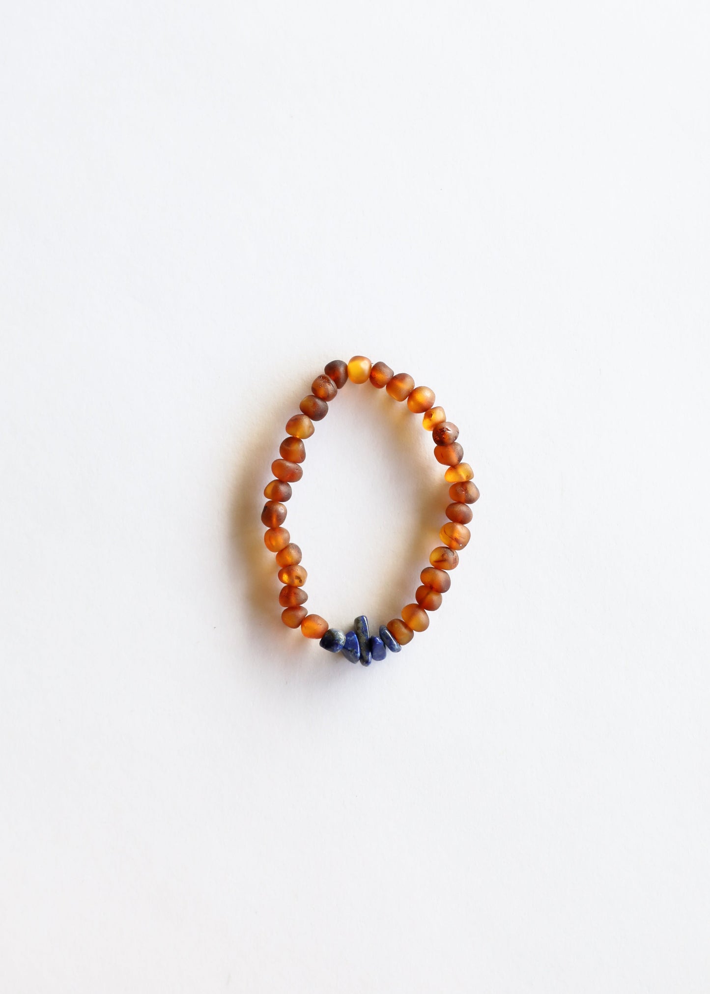 Raw Cognac Baltic Amber & Lapis Lazuli Adult Stretch Bracelet