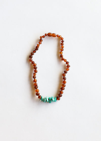 Raw Cognac Baltic Amber + Raw Amazonite || Necklace - Korvel