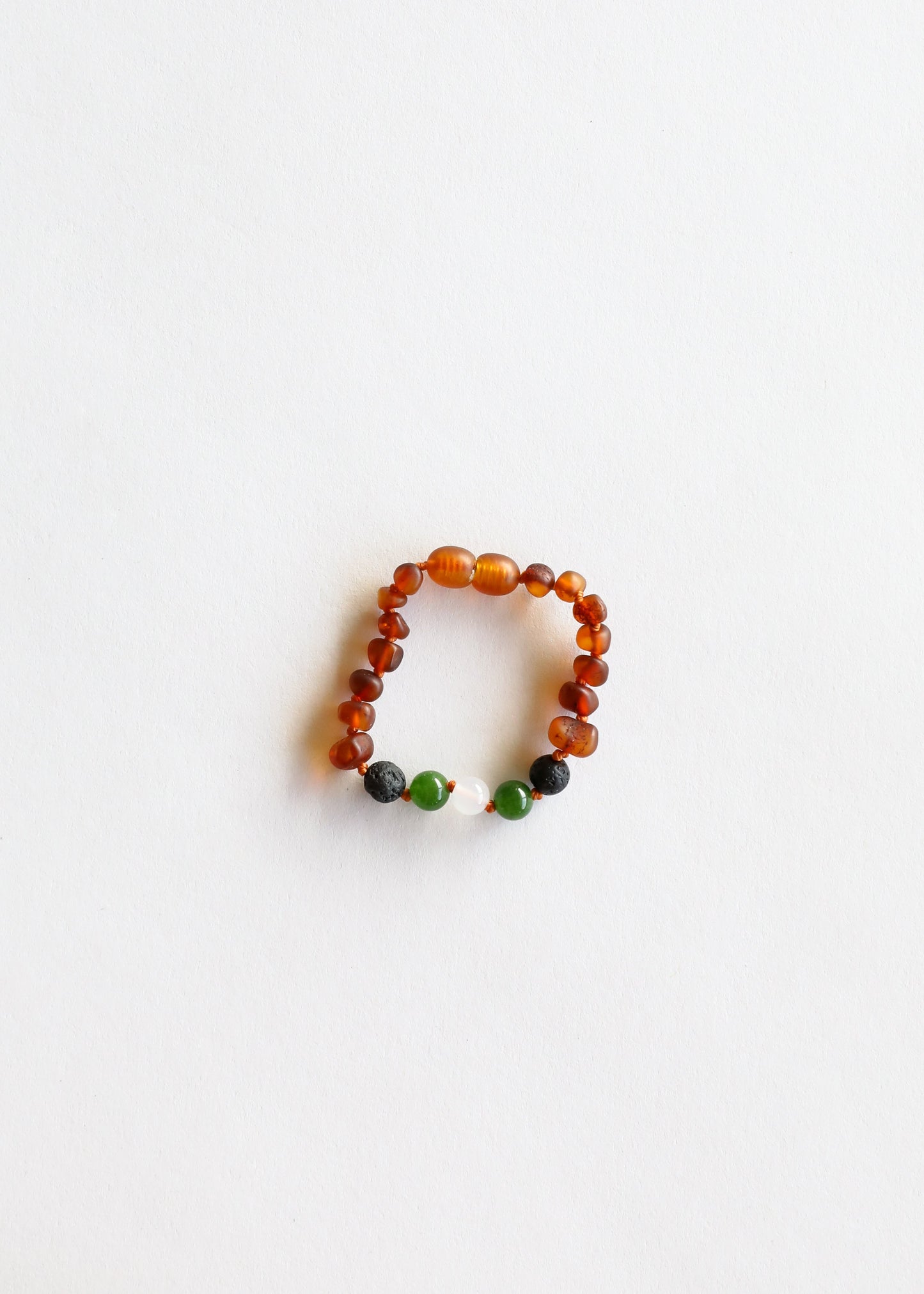 Raw Cognac Baltic Amber & Lava Stone Bracelet/Anklet