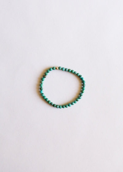Natural Turquoise & 14K Gold Filled Beaded Stretch Bracelet