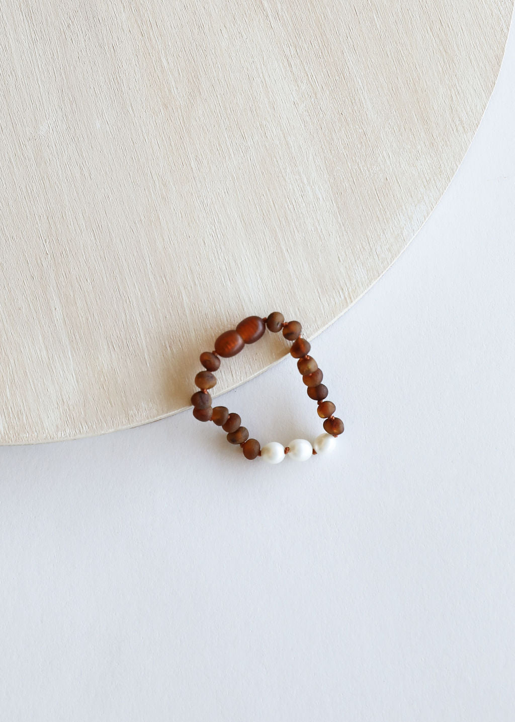 Raw Cognac Baltic Amber & Pearls Anklet or Bracelet