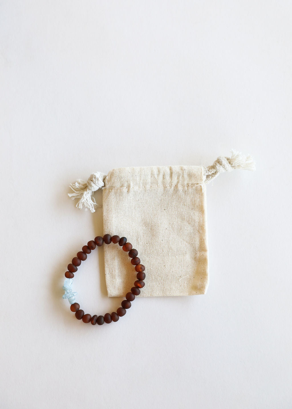 Raw Cognac Baltic Amber and Aquamarine Adult Bracelet