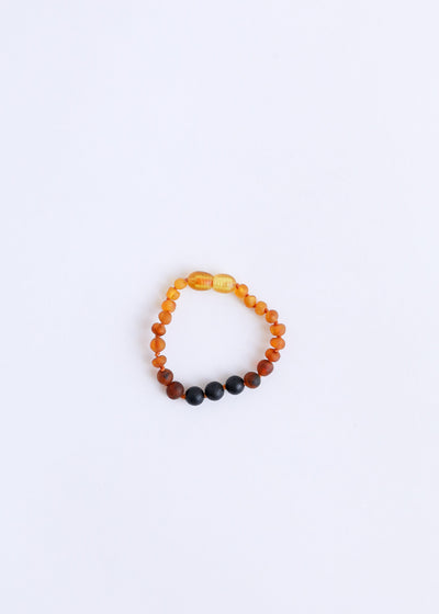 Tobillera o pulsera de ámbar báltico ombre crudo y lava