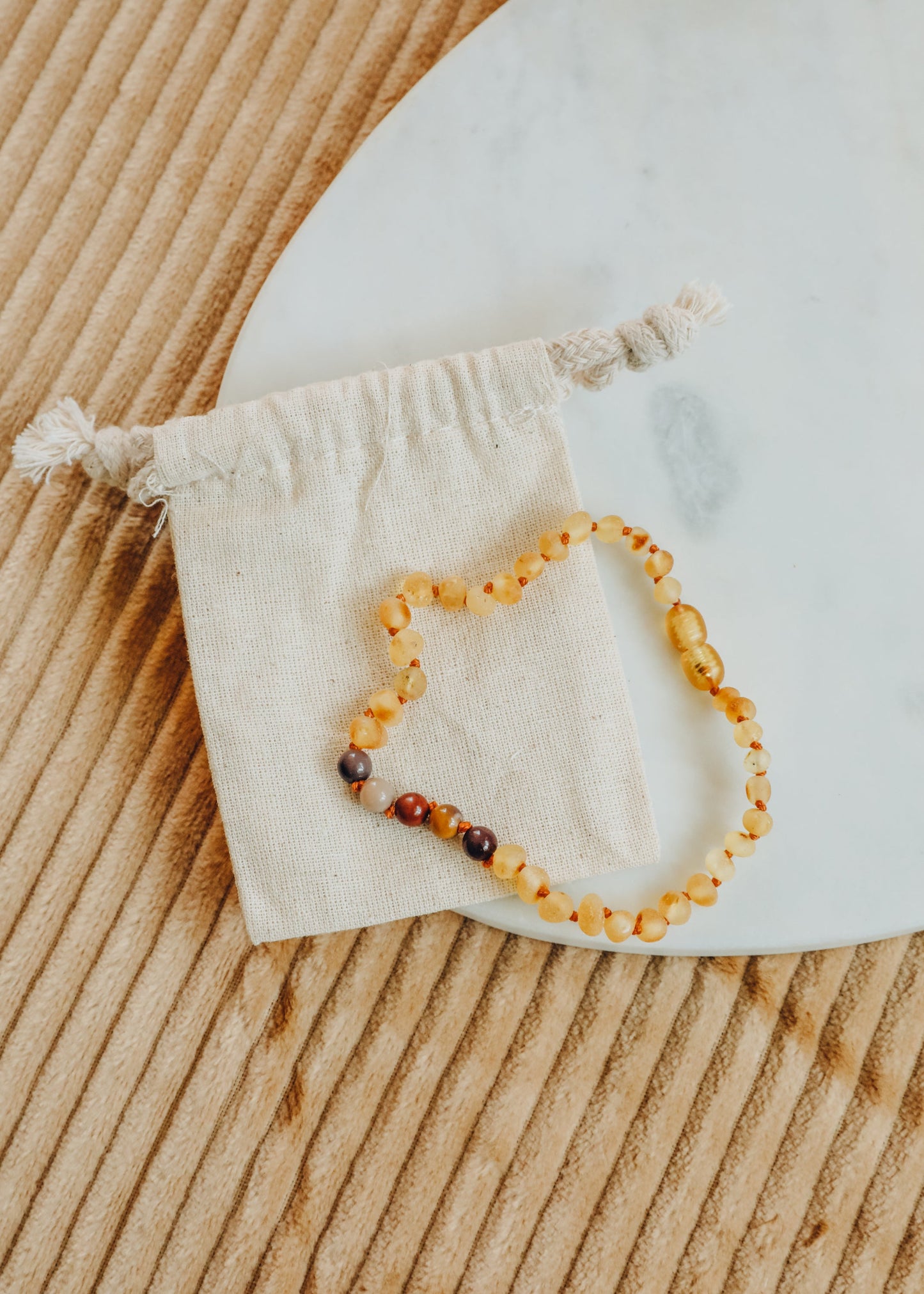 Raw Honey Baltic Amber & Mookaite Jasper Bracelet/Anklet