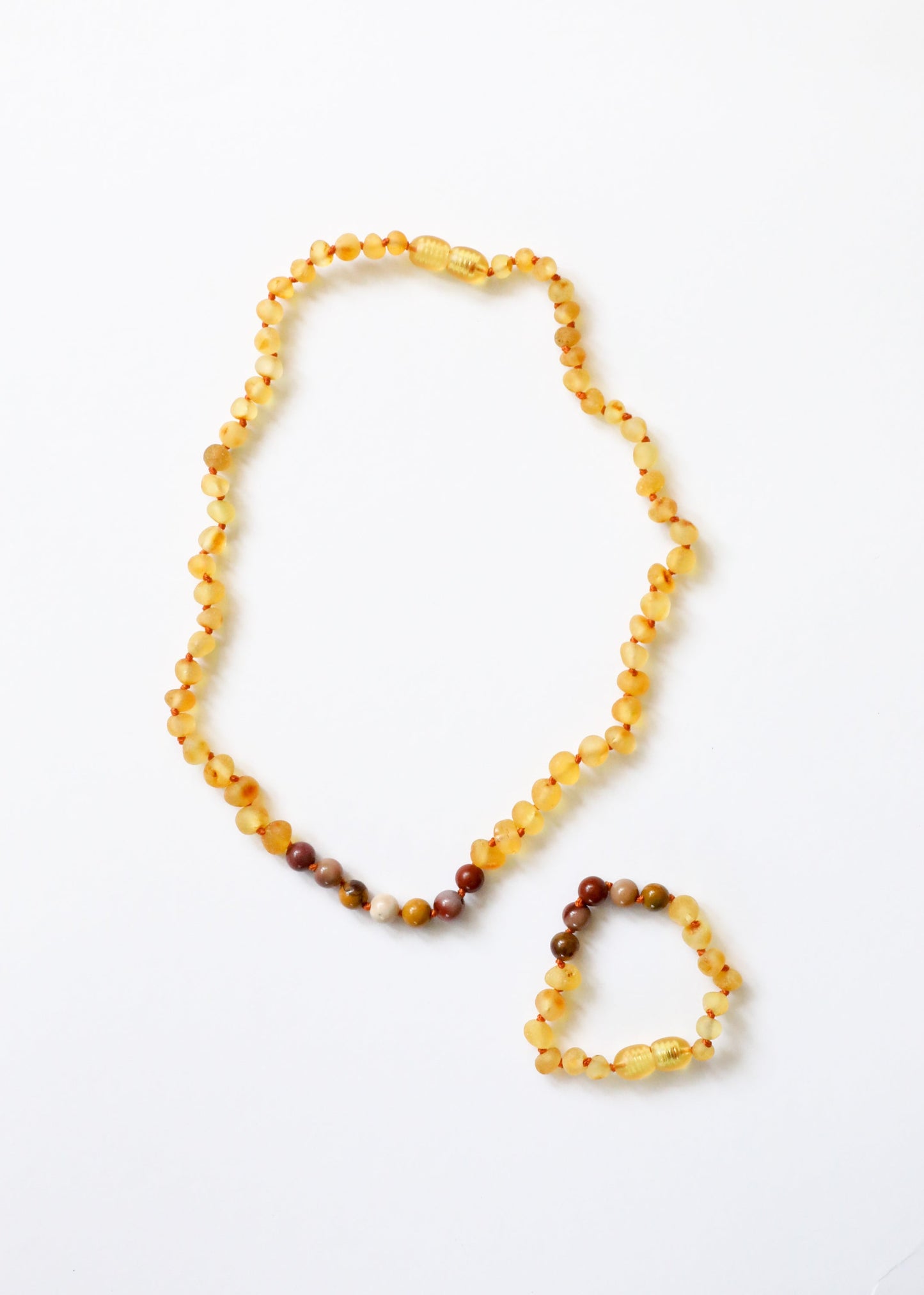 Raw Honey Baltic Amber & Mookaite Jasper Necklace