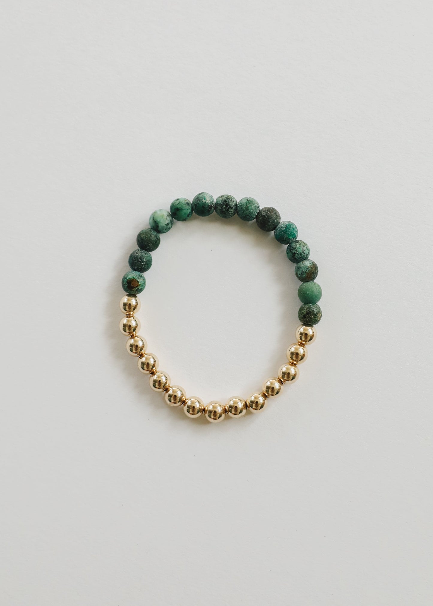 Bracelet Sun + Lune en Jaspe Turquoise 14k Or Rempli