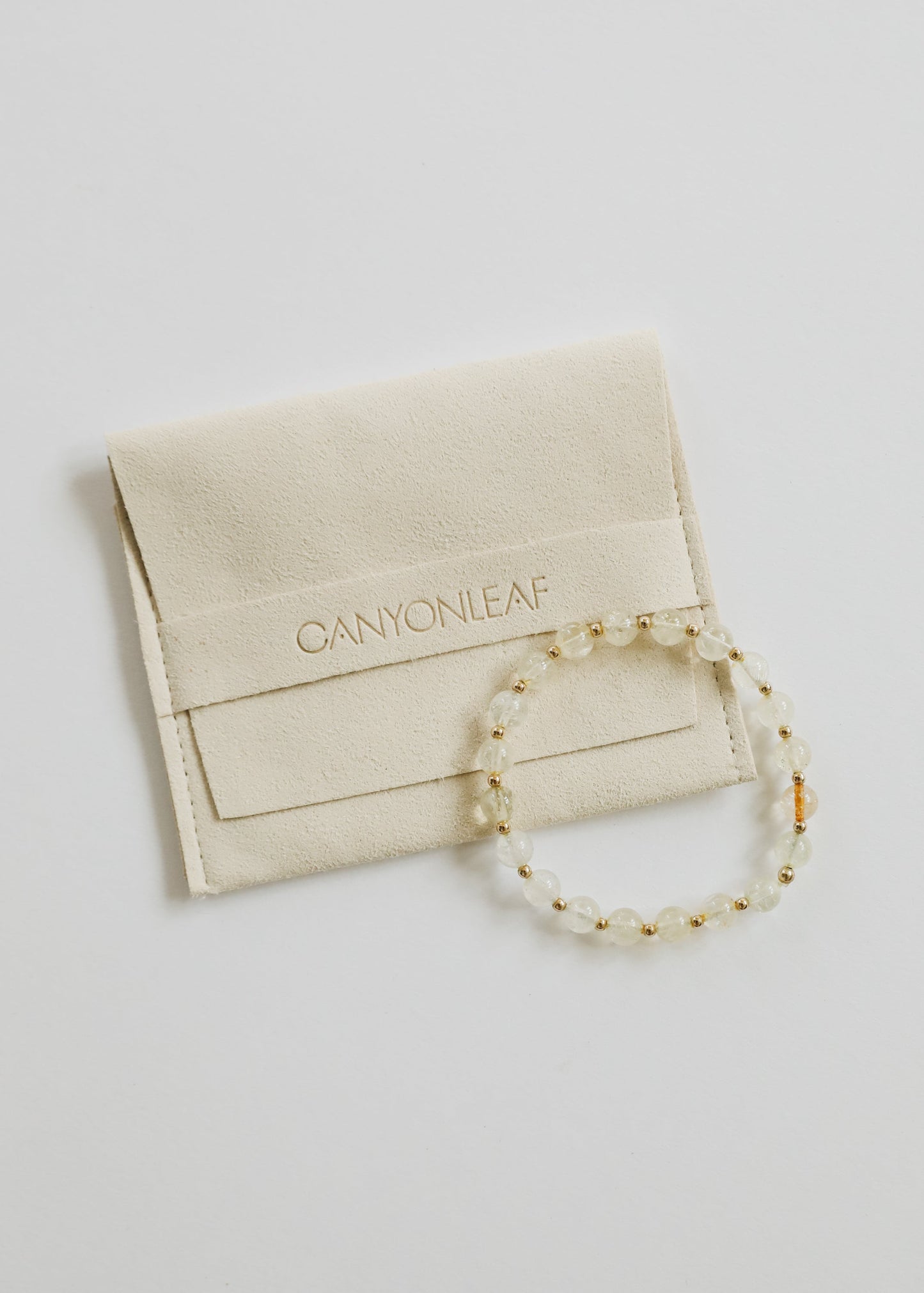 Citrine Gemstone + 14K Gold Filled Beaded Stretch Bracelet - Korvel