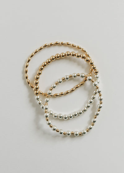 Sterling Silver and 14k Gold Filled Sun Beaded Bracelet