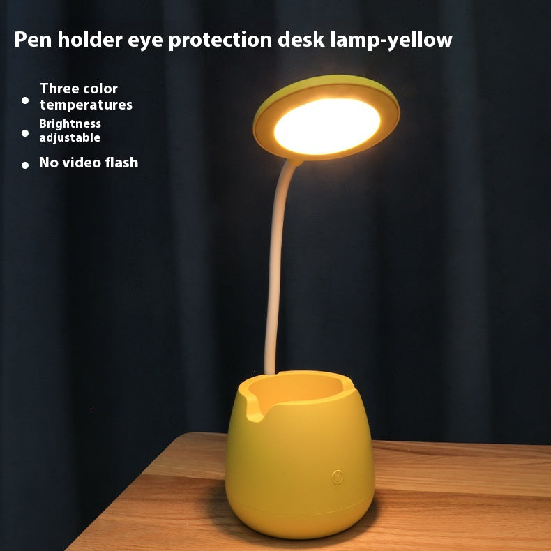 Luz de Mesa USB Creativa - Lámpara de Escritorio LED Moderna con Contenedor de Bolígrafos