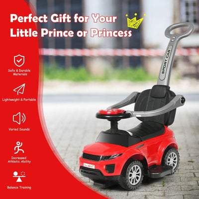 3-in-1 Convertible Toddler Stroller and Ride-On Car - Red