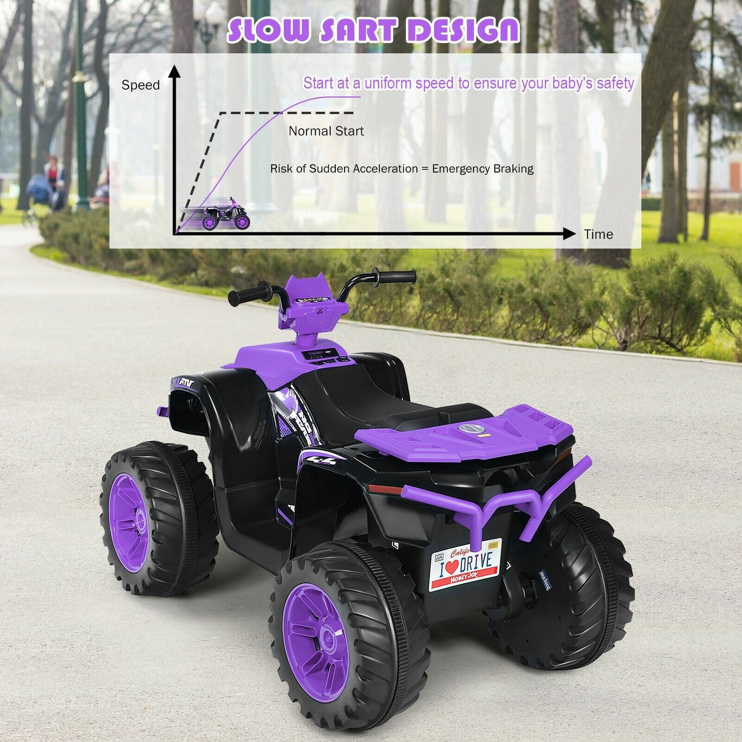 Coche Eléctrico ATV Cuatrimoto para Niños 12V - Púrpura