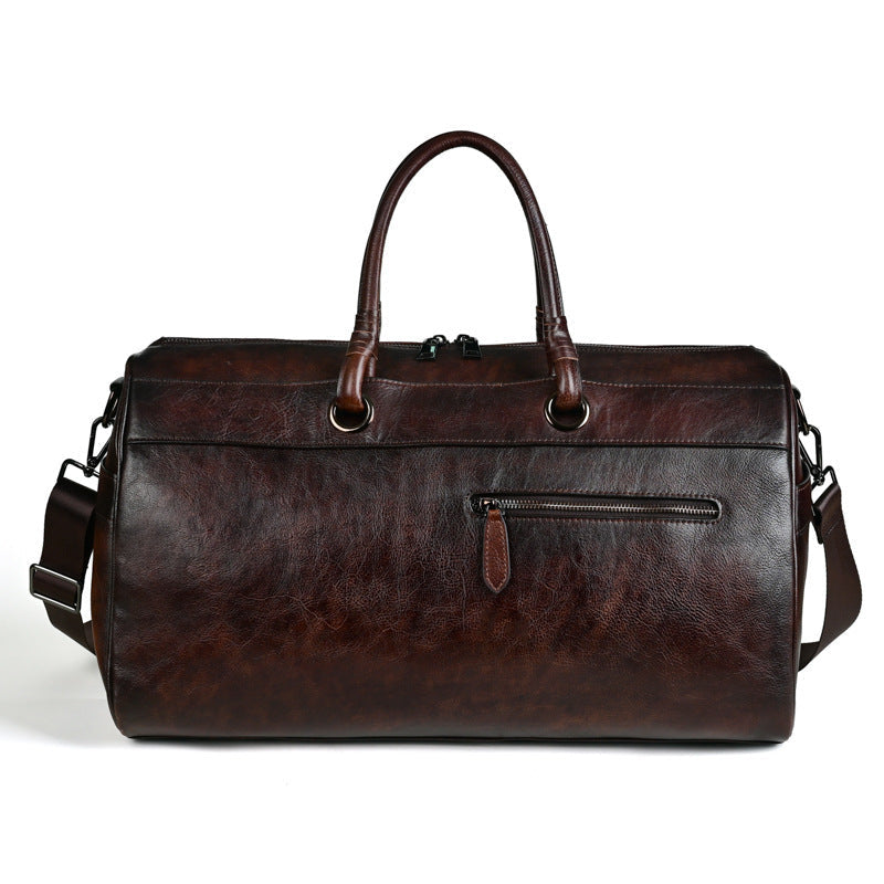 Handmade Retro Leather Satchel Bag with Large Capacity