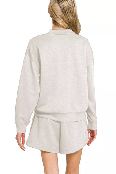 Ensemble Sweatshirt à Manches Longues et Shorts Zenana Scuba