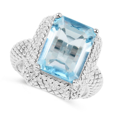 9.25 Carat Genuine Blue Topaz Sterling Silver Ring