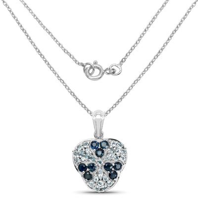 2.73 Carat Genuine Blue Sapphire and Aquamarine Pendant