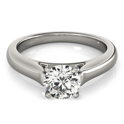 14k White Gold Cathedral Design Solitaire Diamond Engagement Ring