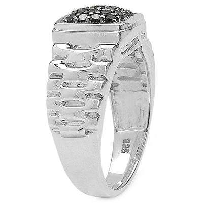 0.22 Carat Genuine Black Diamond Sterling Silver Engagement Ring