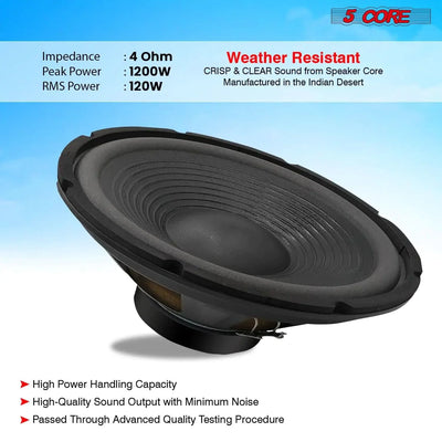 5Core Max Bass 15 Inch Subwoofer 450W 4Ohm