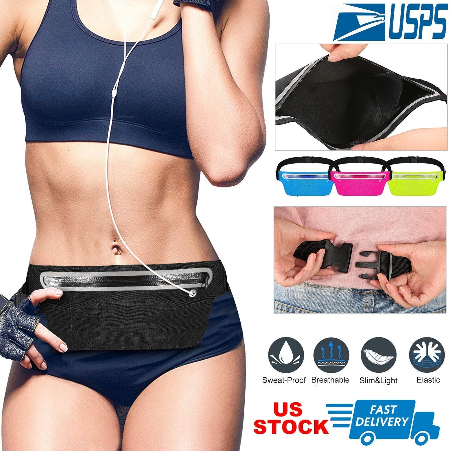 Gbruno Unisex Sport Waist Pack - Ligero y Resistente al Sudor