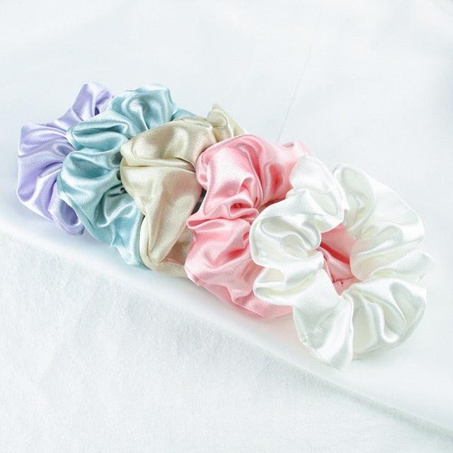 5PCS Scrunchies de Seda Satinada de Moda - Accesorios para el Cabello Elegantes