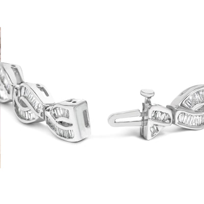 14K White Gold Vintage Style Baguette Diamond Bracelet - 2.00 Cttw