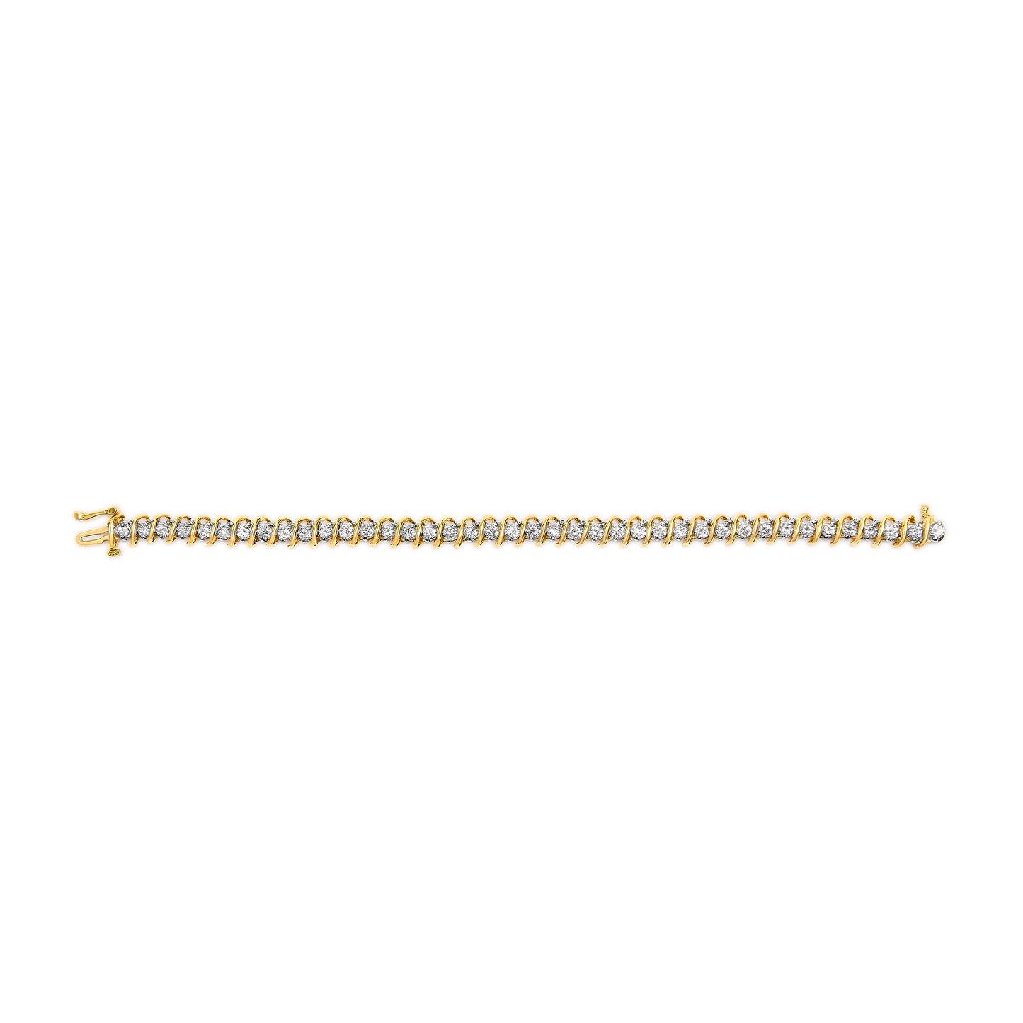 Pulsera de tenis S-Link con diamantes de corte redondo de 4.0 Cttw en oro amarillo de 18K