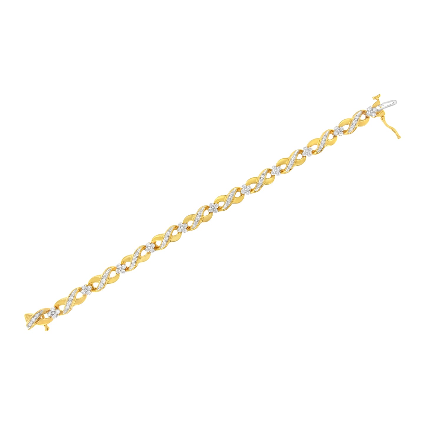 Bracelet Infini Amour en Diamant Taille Ronde en Or Jaune 10K