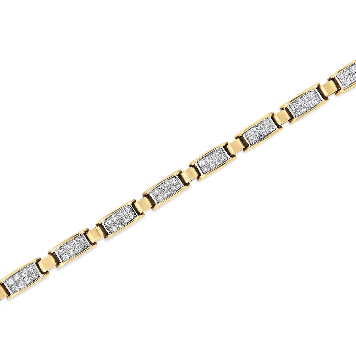 14K Yellow Gold Princess-Cut Diamond Link Tennis Bracelet - 7.25"