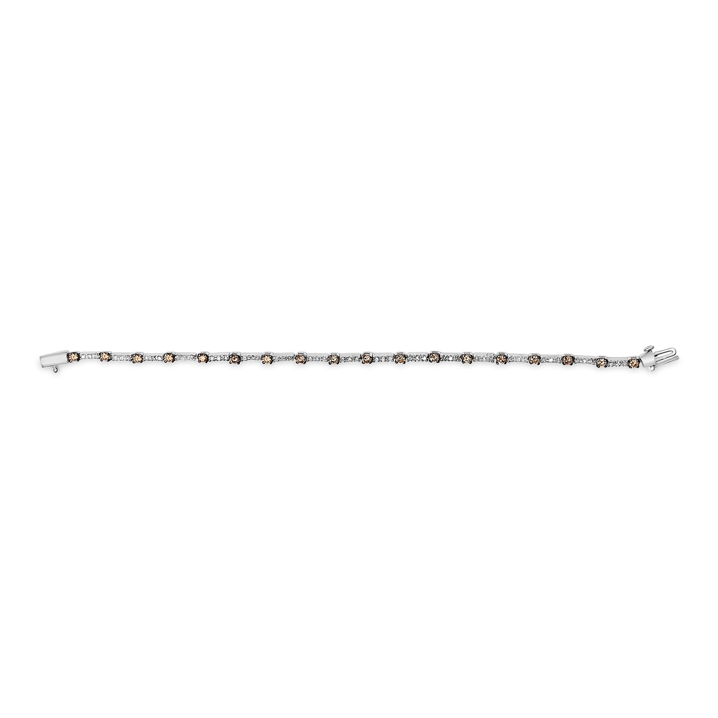 Bracelet en or blanc 14k avec diamants champagne en barrette - 7"