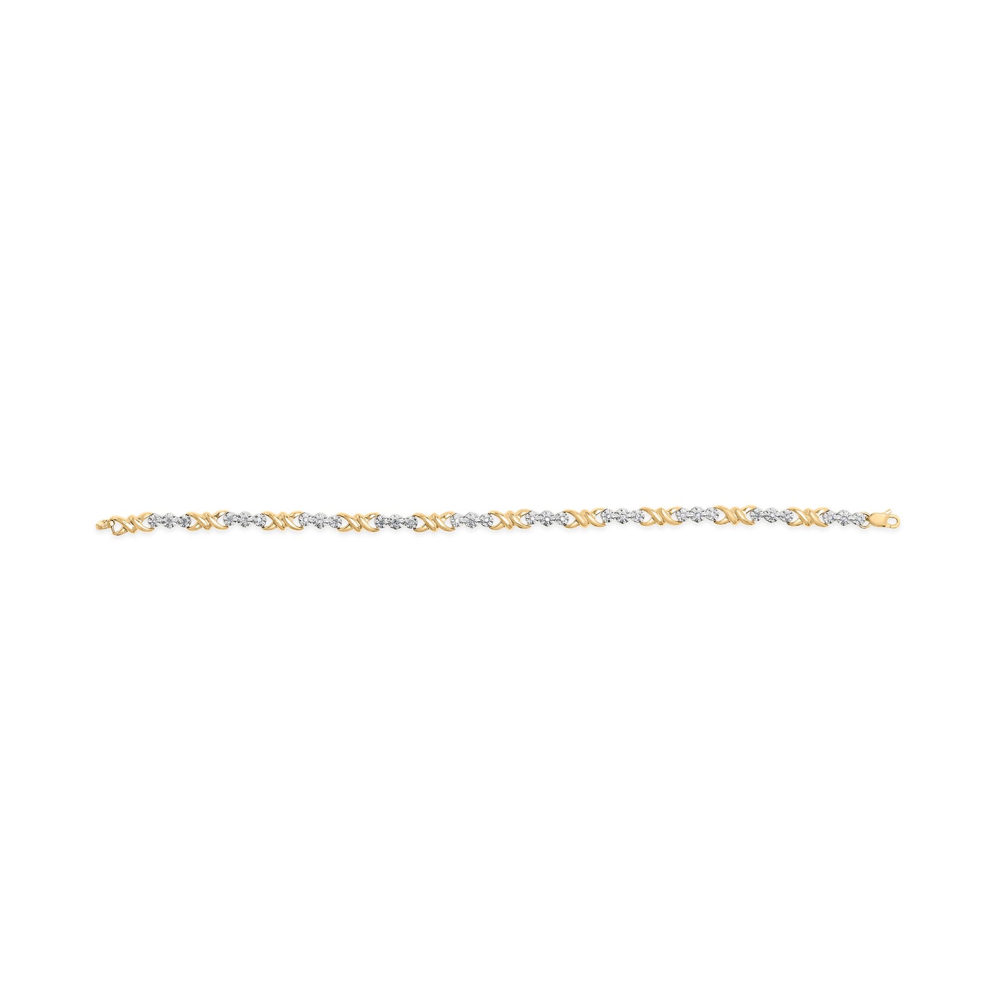 Bracelet en or jaune 10k avec diamants 3 pierres - 7,50 pouces