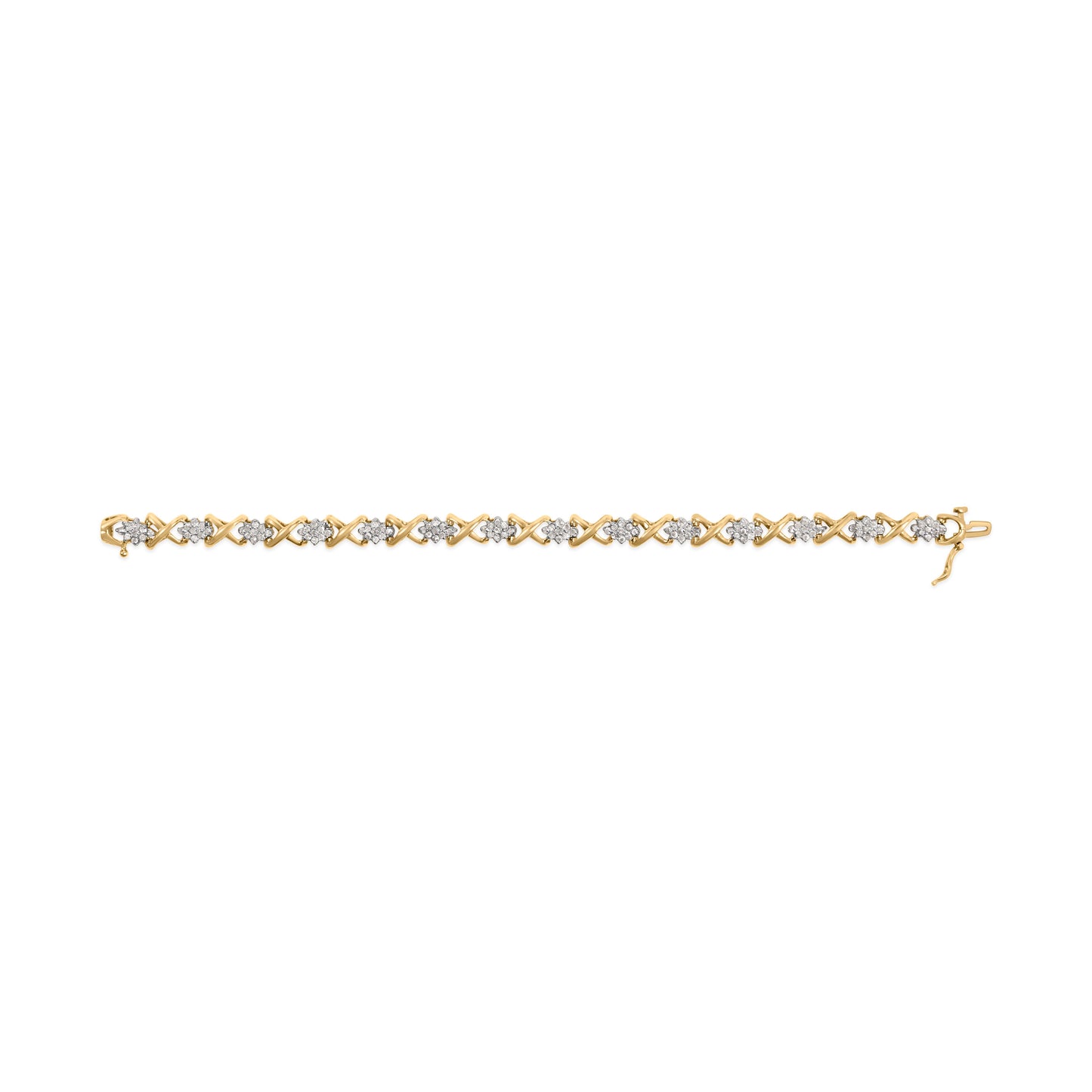 Pulsera de eslabones de diamantes de plata esterlina chapada en oro amarillo de 10k