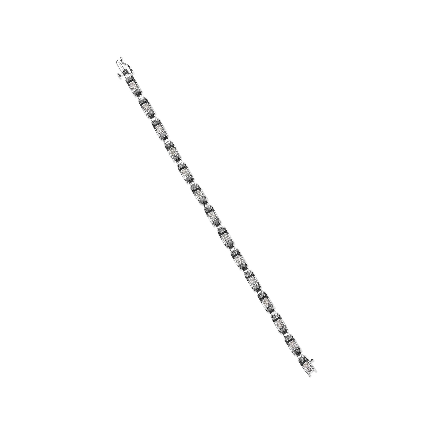 Pulsera de eslabones de diamantes con corte princesa de oro blanco de 14K - 1.00 Cttw