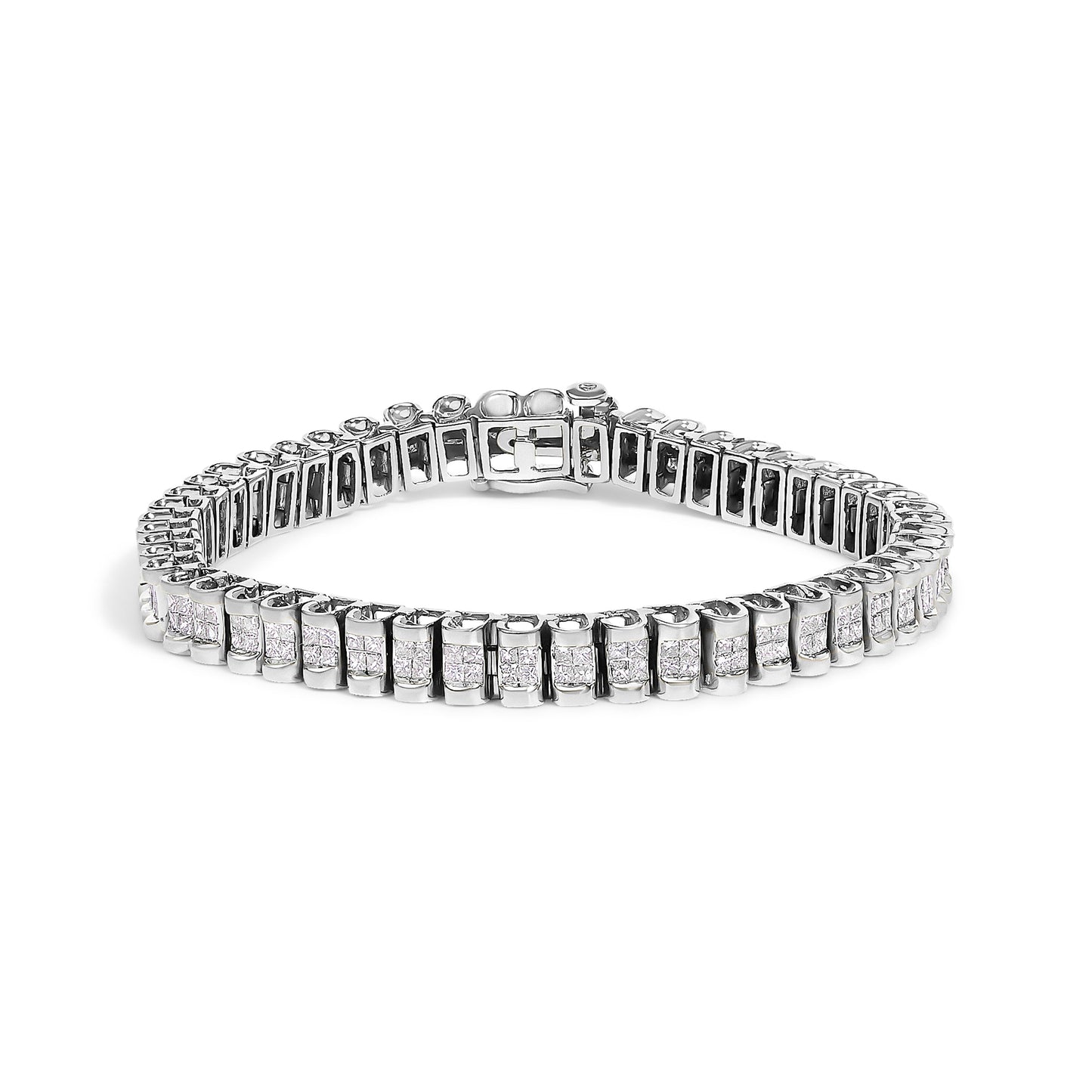 14K Yellow Gold Princess Cut Quad Invisible Set Tennis Bracelet - 3.0 Cttw