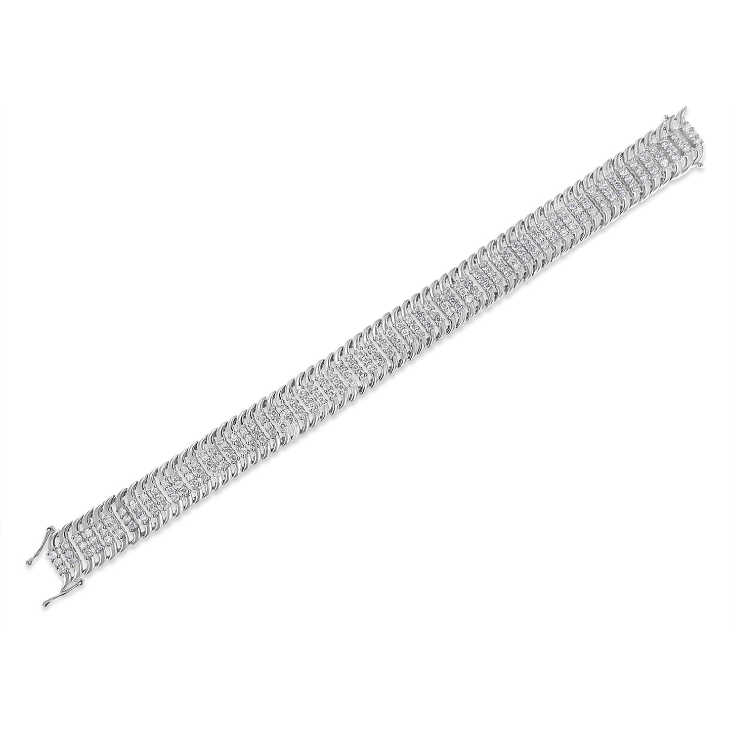 14K White Gold 5.0 Cttw Diamond S Wave Tennis Bracelet