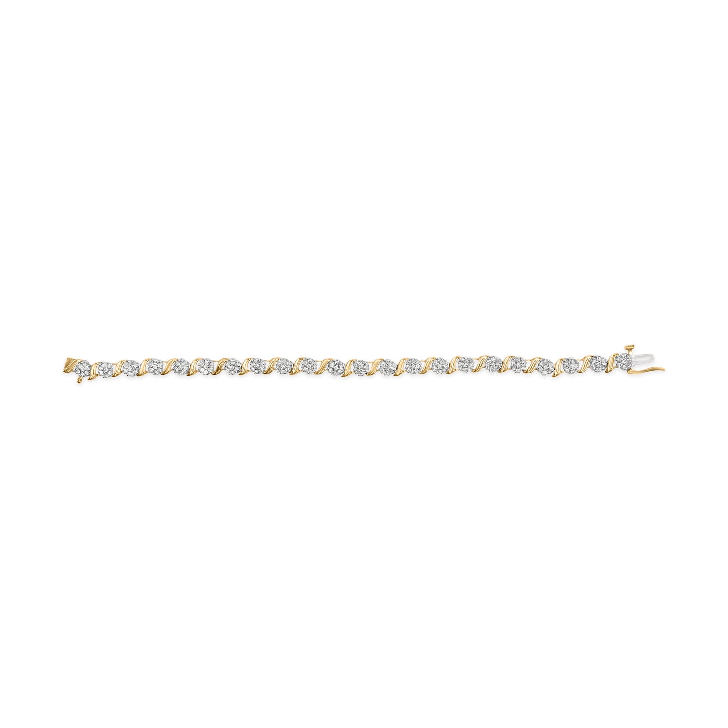 Bracelet en diamant en cluster en or jaune 10K de 2,00 carats