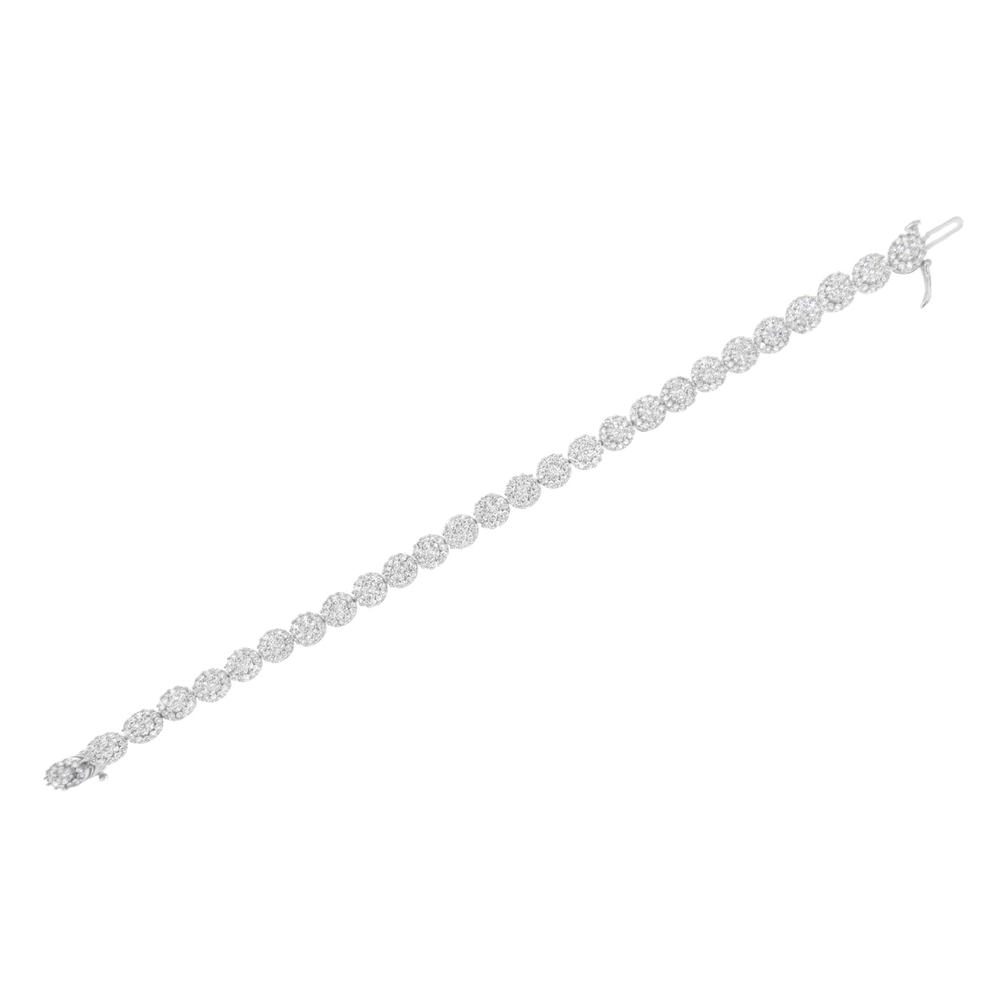 Bracelet en tennis en or blanc 14K avec diamants en cluster