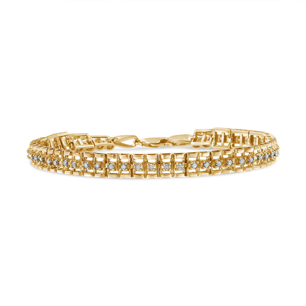 Pulsera de Tenis de Diamantes de Corte Rosa en Plata Esterlina .925 de Doble Enlace