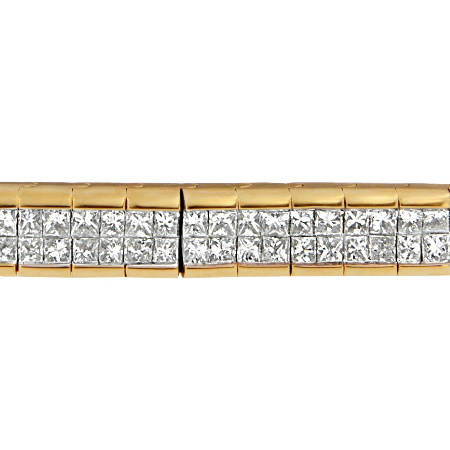 14K Yellow Gold Princess Cut Diamond Banded Bracelet
