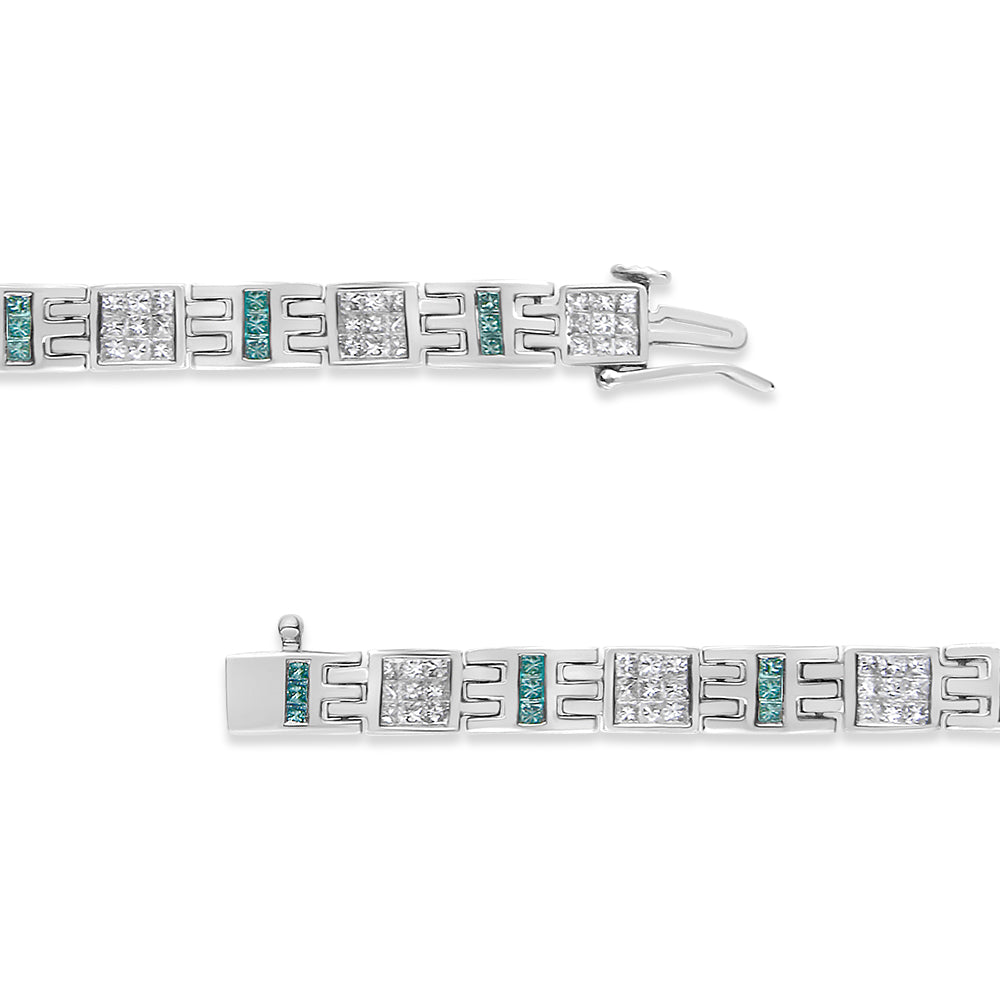 Pulsera de eslabones de diamantes en corte princesa de oro blanco de 14 quilates