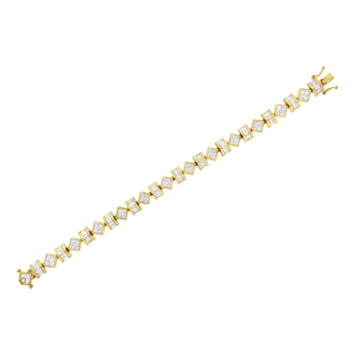 Bracelet en or jaune 14K avec diamants en lien géométrique