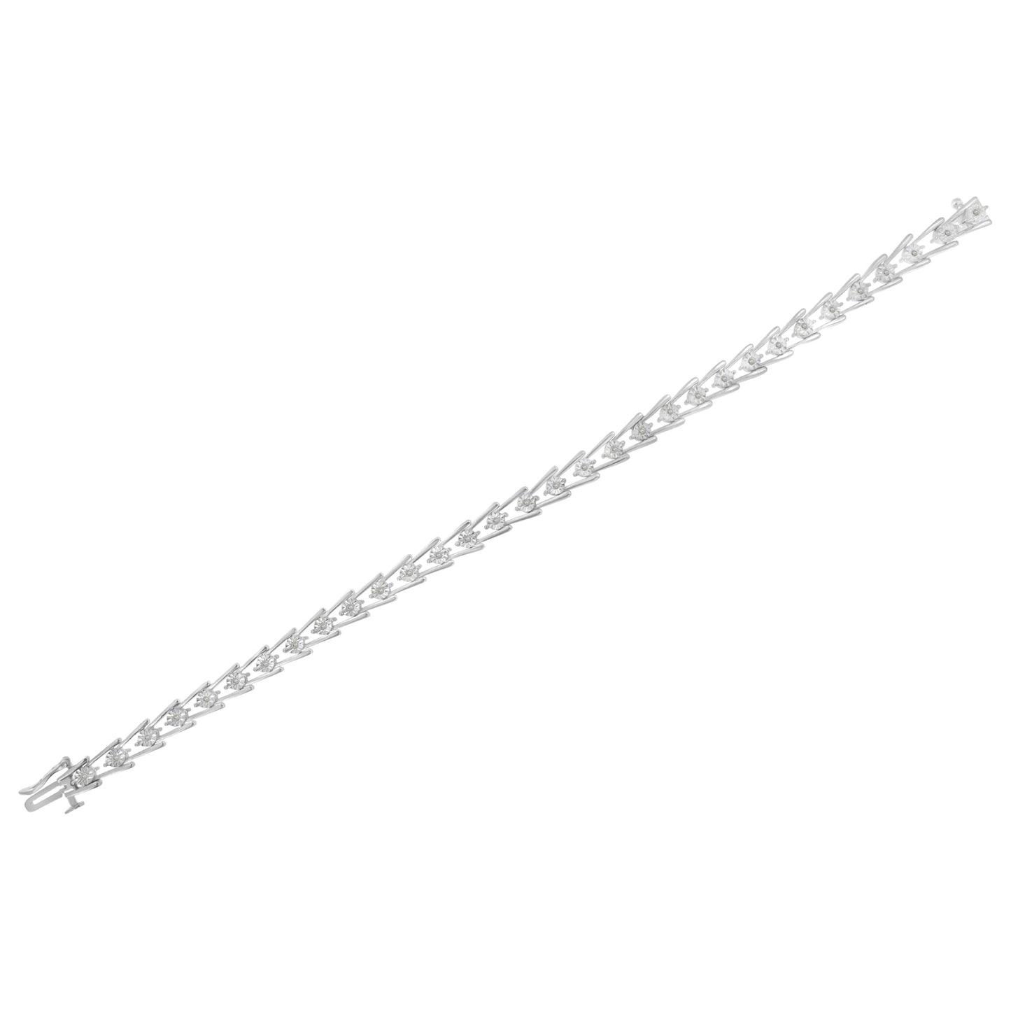 .925 Sterling Silver Open V Bracelet with Miracle Set Diamonds