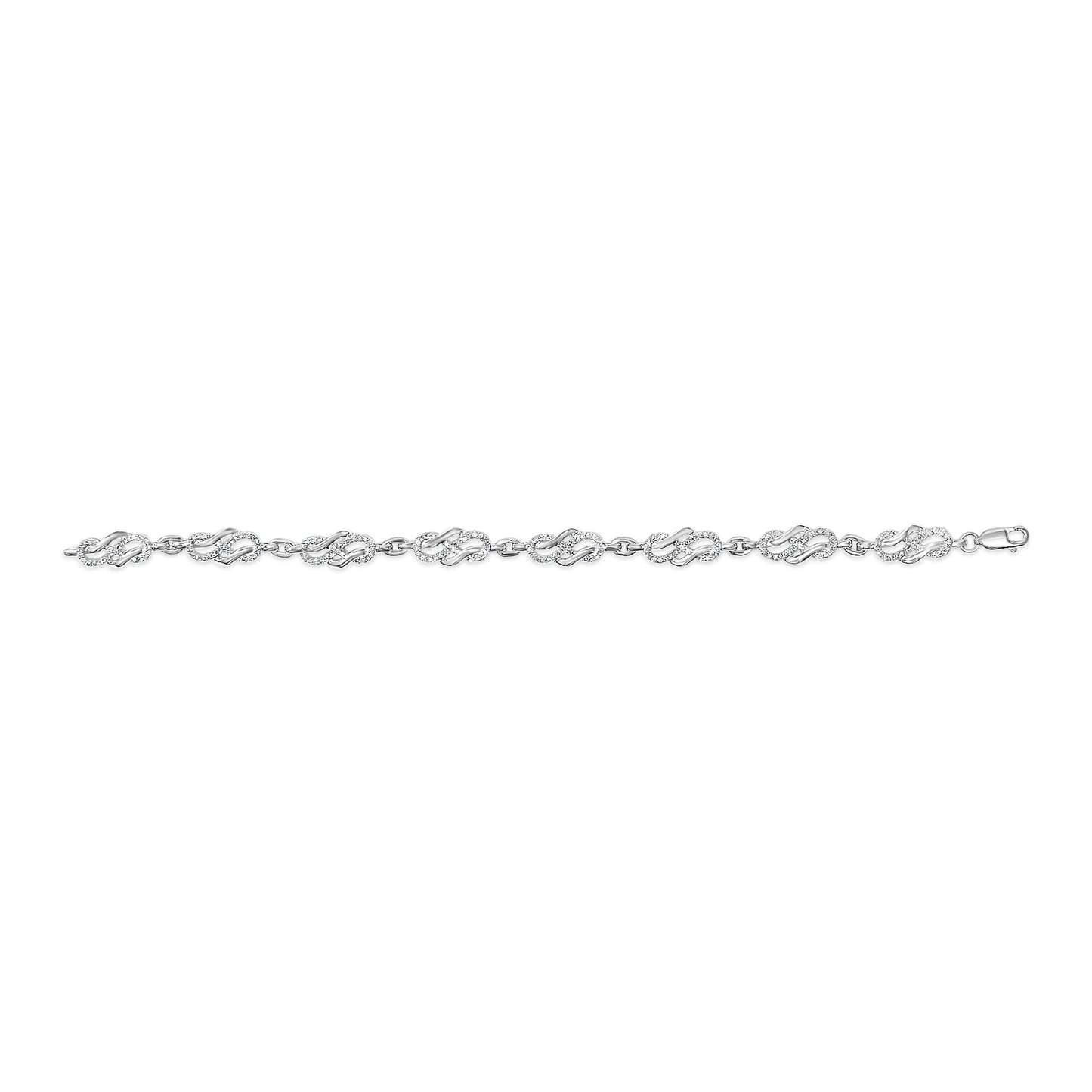 .925 Sterling Silver Diamond Infinity Loop Bracelet - 7.25"