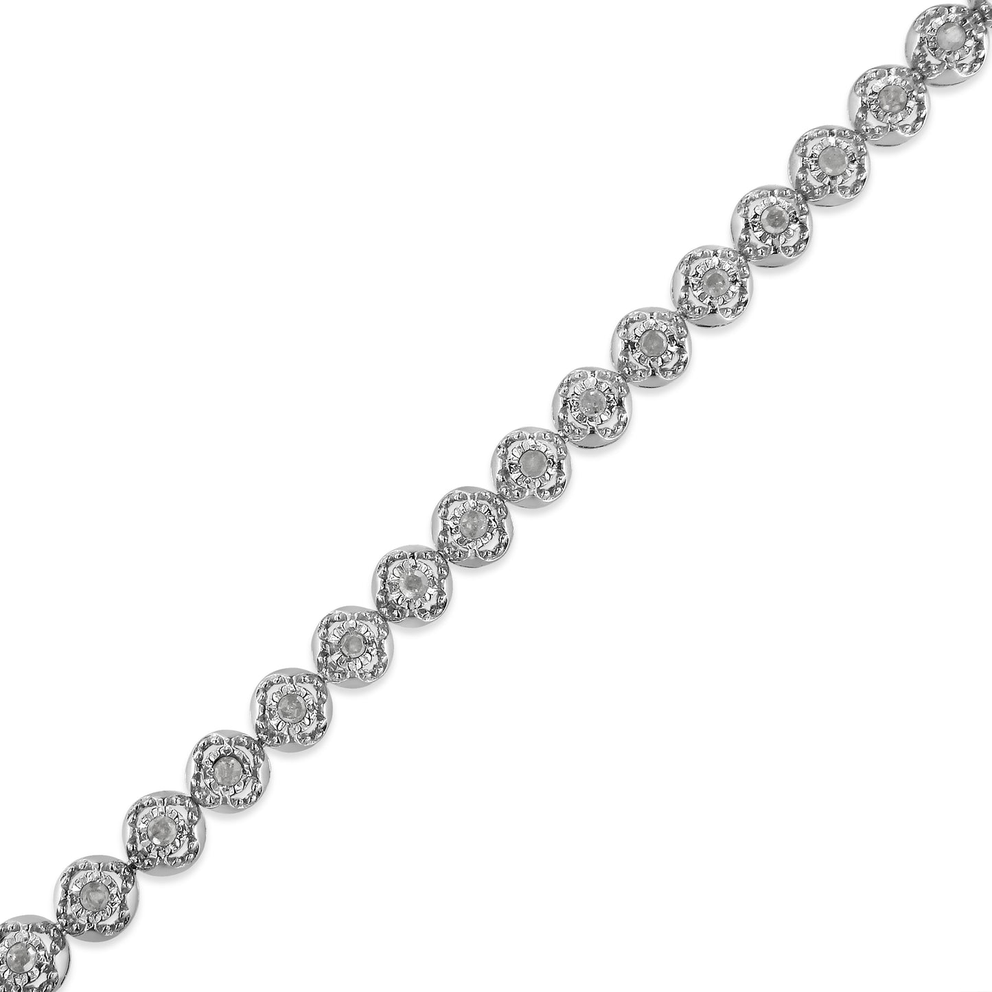 Pulsera de Tenis Cuatrohojas de Diamante de Plata Esterlina .925